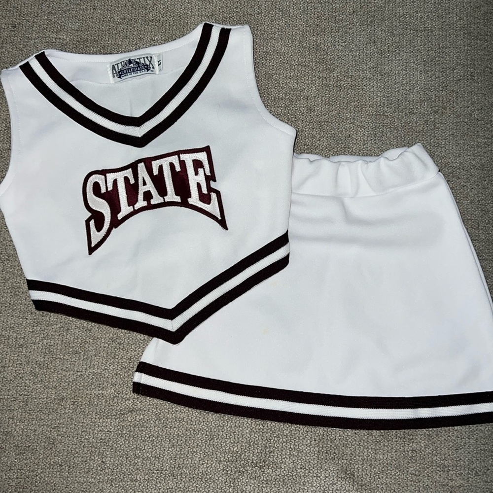 Maroon and White toddler cheer uniform